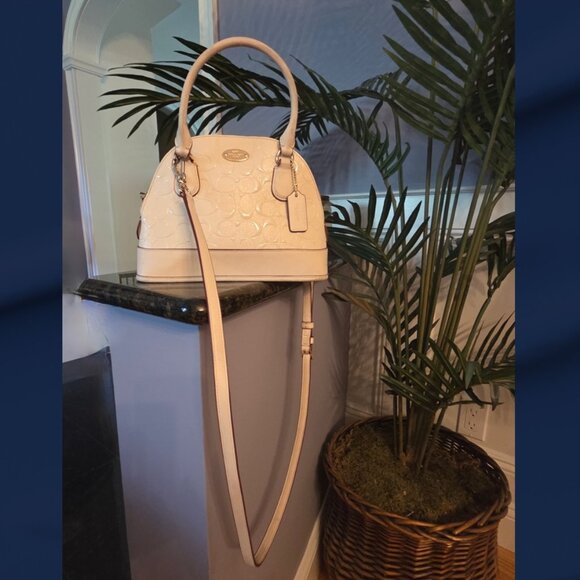 Coach CORA Dome Debossed Leather Mini Off white Bag - Picture 1 of 9